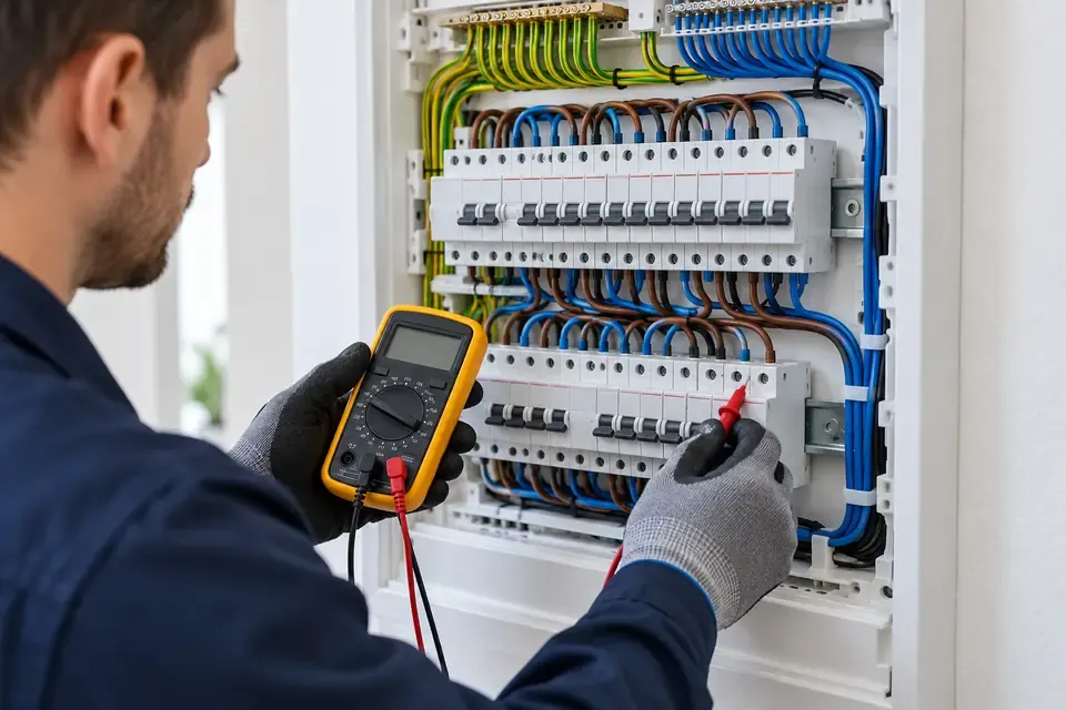 Avaliação técnica de um quadro de distribuição elétrica — imagem ilustrativa